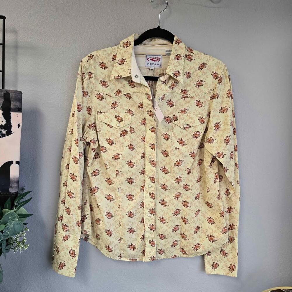 Roper Floral Western Pearl Snap Long Sleeve Shirt - Size L - Picture 2 of 6